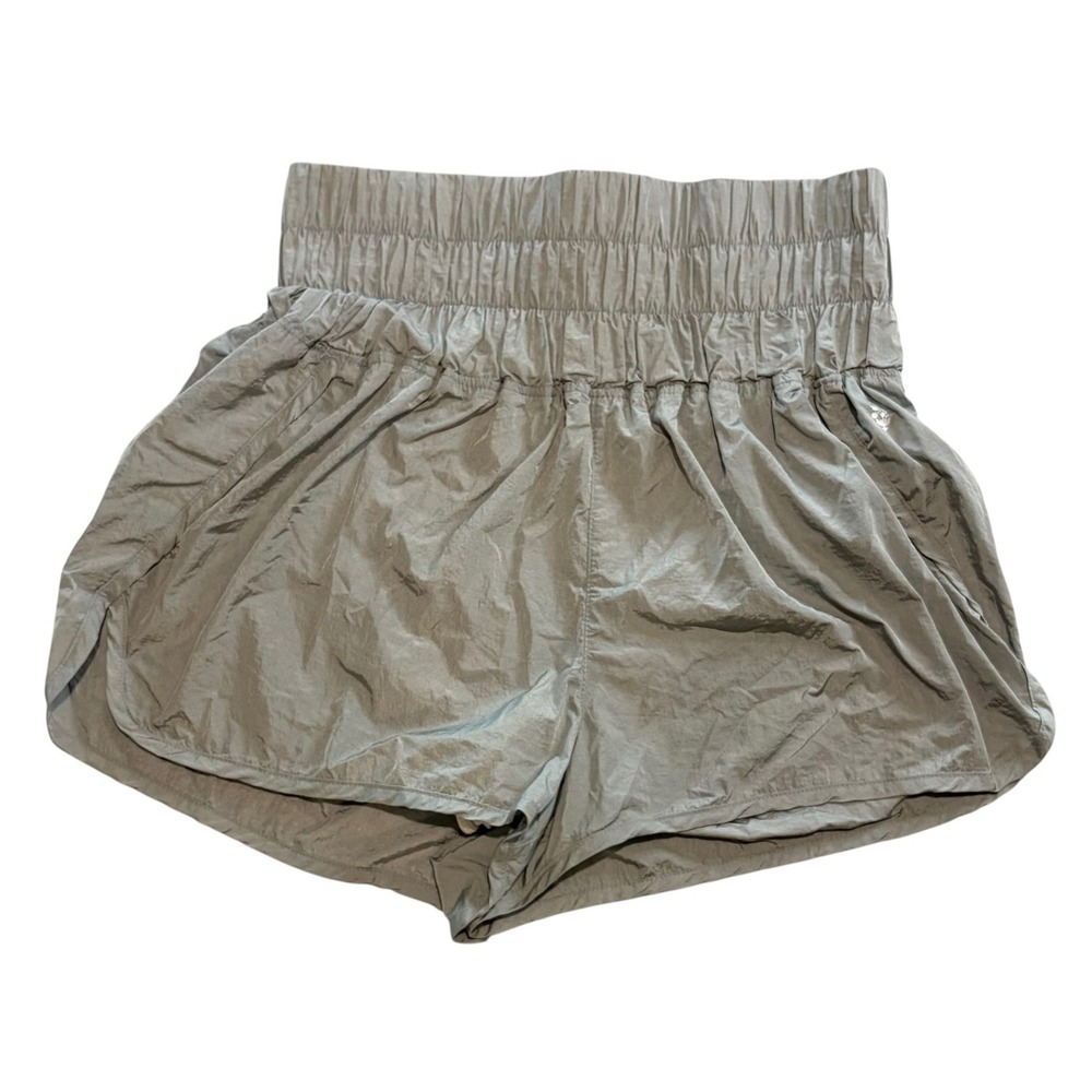 FP Movement The Way Home Shorts Grey High Rise Smocked Running Shorts Large